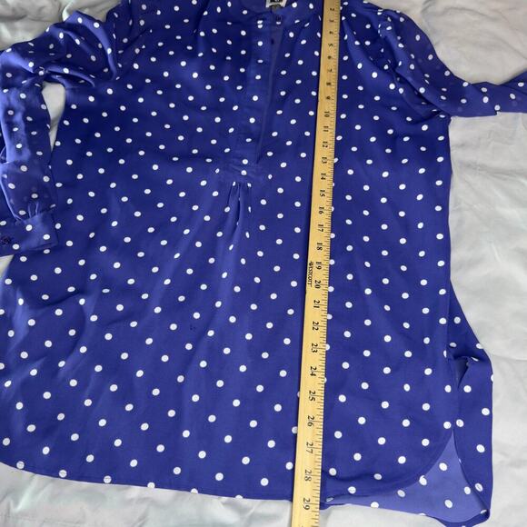 Anne Klein Women's Polka Dot Chiffon Button-Up Blouse Purple Size M - Picture 11 of 13